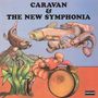 „CARAVAN & THE NEW SYMPHONIA“. Eine Illustration: Ein Mann spielt Trommel, große Fische schwimmen darüber., 2 LPs