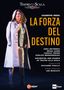 Text: "Teatro alla Scala", "Giuseppe Verdi", "La Forza Del Destino", Namen der Künstler und Beteiligten. Eine Frau in einem Mantel.