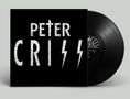 "PETER CRISS" in weißen, rissigen Buchstaben auf schwarzem Hintergrund; daneben eine Schallplatte., LP