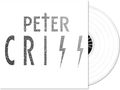 Text: "PETER CRISS". Stil: Bröckelige, graue Buchstaben mit Blitzsymbolen. Sichtbar ist eine weiße Schallplatte., LP