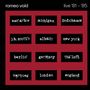 "romeo void live ‘81 – ‘85" oben. Verschiedene Ortsnamen in schwarzen Rechtecken auf rotem Hintergrund., CD