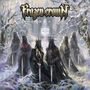 "Frozen Crown" oben und "The Legend of the Six Kings" unten. Sechs gekrönte Figuren im Schnee mit Schwertern. Mystische Atmosphäre., CD