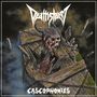 Oben "Deathstorm," unten "Casophonomies." Ein skelettartiges Wesen bricht durch Holzbretter., LP