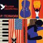Text: "Allison Loggins-Hull", "Patchwork". Illustration mit Geige, Klaviertasten, US-Flagge, tanzender Frau und umarmendem Paar., CD