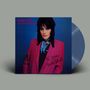 Oben links: "JOAN JETT & the blackhearts". Signiert "I Love Rock and Roll". Person in pinkem Blazer vor blauem Hintergrund., LP