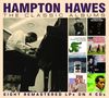 „HAMPTON HAWES THE CLASSIC ALBUMS. Acht remasterte LPs auf 4 CDs.“ Links spielt ein Mann Klavier, rechts Alben-Cover., CD