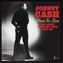 "Johnny Cash: Next In Line. The Early Country Hits 1955-59." Schwarz-weiße Aufnahme eines Mannes mit Gitarre., LP