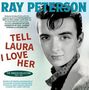Text: "TELL LAURA I LOVE HER". Schwarz-weiß Foto eines Mannes in einem eleganten Outfit, links roter Text., 2 CDs