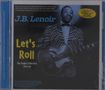 CD-Cover von J.B. Lenoir, "Let's Roll", mit Schwarz-Weiß-Foto von Lenoir in gestreiftem Anzug und Gitarre., 2 CDs