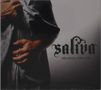 „saliva“, „BREAKING THROUGH“. Eine Hand hält ein gemustertes Stoffstück., CD