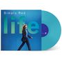 "Simply Red - life" steht auf einem Albumcover. Ein Mann in Anzug und Sonnenbrille läuft vor blauem Hintergrund., LP
