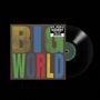 "BIG WORLD" steht in großen bunten Buchstaben auf einem Albumcover, daneben eine schwarze Vinyl-Schallplatte., LP