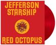 "JEFFERSON STARSHIP" und "RED OCTOPUS" in Gelb auf Rot, mittig Herz mit Tintenfischarmen im Kreis., LP