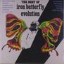 "The Best of Iron Butterfly Evolution" mit bunten Schmetterlingsflügeln und halb abstrakter Skizze eines Menschen., LP