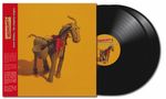 Text links: "straw donkey... the complete singles". Zu sehen ist ein Stroh-Esel mit roter Schleife und eine schwarze Schallplatte., 2 LPs