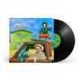 Texte auf Schallplatte: "Pedigo" und "As Long As You" erkennbar. Illustration: Mann im Truck, grünes Haus, blauer Himmel., LP