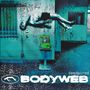 "BODYWEB deadwired". Ein Mann schwebt horizontal entlang einer Wand. Darunter ein grünes öffentliches Telefon., CD
