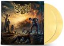 „SHADOW OF INTENT“ oben, „ELEGY“ unten. Illustration zeigt Arbeiter, die Gräber ausheben, im Hintergrund brennende Stadt., 2 LPs