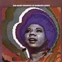 Text: "THE MANY GROOVES OF BARBARA LEWIS." Illustration einer Frau mit lila Afro vor buntem, abstraktem Hintergrund., LP