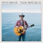 „PETE DROGE FADE AWAY BLUE“ steht oben. Ein Mann mit Gitarre und Hut am Wasser, unscharf., LP