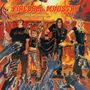 „Fireball Ministry. The Second Great Awakening.“ Illustration mit vier Personen, Flammen und ausgestreckten Händen., LP