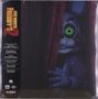 Texte: "Five Nights at Freddy's 2", Soundtrack-Hinweise. Illustration eines animatronischen Hasen hinter einem Vorhang., LP