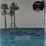 Kreisförmiges Label: "CLASSIC BLACK VINYL". Unten Text: "POOLSIDE PACIFIC STANDARD TIME". Palmen und Pool., 2 LPs