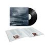 Text: "Bernie Taupin | The Sea Has No Mercy." Eine Schallplatte mit stürmischem Ozeanbild und ein aufgeklapptes Textheft., LP
