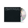 Text: "TRAUTONIUM" in silbernen Buchstaben mit Sternen. CD-Hülle in dunklem Design, eine Disc ragt rechts hervor., CD