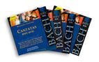 Logos und Buchcover mit "Cantatas BWV 49-52", "BWV 65-67", "BWV 71-74", "BWV 83-86", blauer Hintergrund und Engeln., 4 CDs