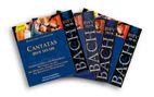 "Kantaten Cantatas BWV 165-168" steht auf einem blauen CD-Cover mit Engelsabbildung. Weitere CD-Cover darüber geschichtet., 4 CDs