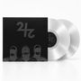 Text "24" auf schwarzem Cover. Darunter stilisierte, abstrakte schwarze Silhouetten von drei Figuren. Zwei durchsichtige Schallplatten., 2 LPs