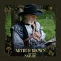 "Arthur Brown with Dan Smith - Nature". Ein älterer Mann im Mittelalterkostüm, sitzend, liest draußen. Verzierter Rahmen., LP