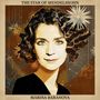 "The Star of Mendelssohn", "Marina Baranova". Illustration einer Frau mit lockigem Haar vor einem Hintergrund aus Sternenmotiven., CD