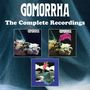 "GOMORRHA The Complete Recordings" steht oben. Drei Albumcover darunter: surrealistische Designs mit Gesichtern und Skulptur., 2 CDs