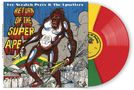 "RETURN OF THE SUPER APE" steht in gelber, roter Schrift. Illustration: Ein riesiger affenähnlicher Kreatur in bunter Umgebung.