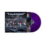 Text: "Hawkestrel," "Cover Ya Tracks." 

Illustration: Science-Fiction-Thema mit Planeten und Berglandschaft, lila Vinylschallplatte sichtbar., LP