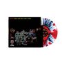 Text oben: "OZMA | ROCK AND ROLL PART THREE".  
Eine Platte mit rot-blau-weißem Spritzmuster., LP
