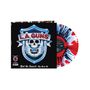 "L.A. GUNS" auf Wappen mit Totenkopf, "Riot On Sunset: The Best Of". Bunte Vinylscheibe in Rot, Blau, Weiß., LP