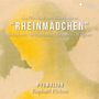 "RHEINMÄDCHEN" in großen Buchstaben. Schubert, Schumann, Brahms, Wagner darunter. Weiche gelbe und graue Töne.
