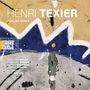 Text "Henri Texier", "Healing Songs", "Label Bleu". Illustration mit abstrakten Formen in Blau, Beige, Grau und Gelb., CD