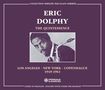 "ERIC DOLPHY: THE QUINTESSENCE" oben; "LOS ANGELES - NEW YORK - COPENHAGUE 1949-1961" darunter. Schwarz-Weiß-Foto mit Saxophon., 2 CDs