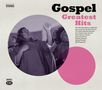 "Gospel Greatest Hits" steht in großen Buchstaben. Links singen Menschen leidenschaftlich in Chorkleidung.