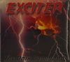 Oben steht "EXCITER", unten "The Dark Command". Im Hintergrund Gewitterwolken und ein Totenkopf., CD