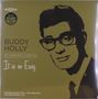 "Buddy Holly, 28 Timeless Classics, It is so Easy. Illustration eines Mannes mit Brille auf olivgrünem Hintergrund.", 1 LP und 1 CD