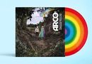 Text: "ARCO" und "IRMAOS YULUIOS." Ein Albumcover zeigt zwei Figuren im Wald, Regenbogen auf Vinylscheibe., LP