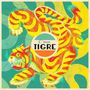 Text: "C'mon TIGRE". Illustration: Ein farbenfroher Tiger, dynamisch und lebhaft dargestellt mit geschwungenen Linien., CD