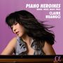 "Piano Heroines", Namen: Hensel, Wieck, Beach, Price, Claire Huangci. Frau am Klavier vor lila Hintergrund, schwungvolles Haar., CD