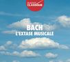 "BACH L’EXTASE MUSICALE" in Weiß auf blauem Himmel mit Wolken. Oben links ein rotes Logo mit "RADIO CLASSIQUE".