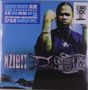 "EXECUTIVE PRODUCER: DR. DRE. 2LP BLUE MARBLED VINYL. XZIBIT, Restless" neben einem Mann mit erhobenem Arm., 2 LPs